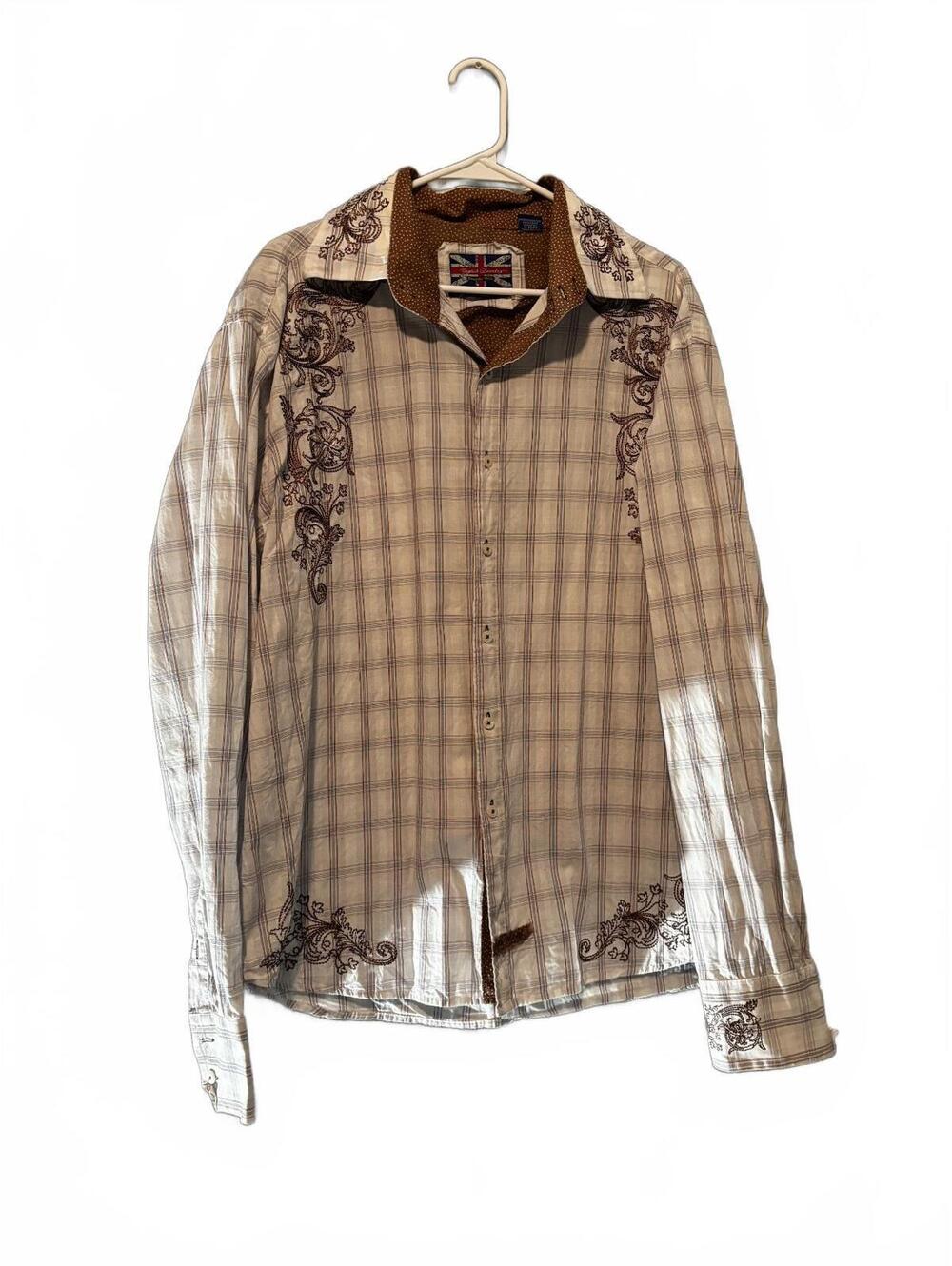 English Laundry Christopher brown floral embroidery shirt